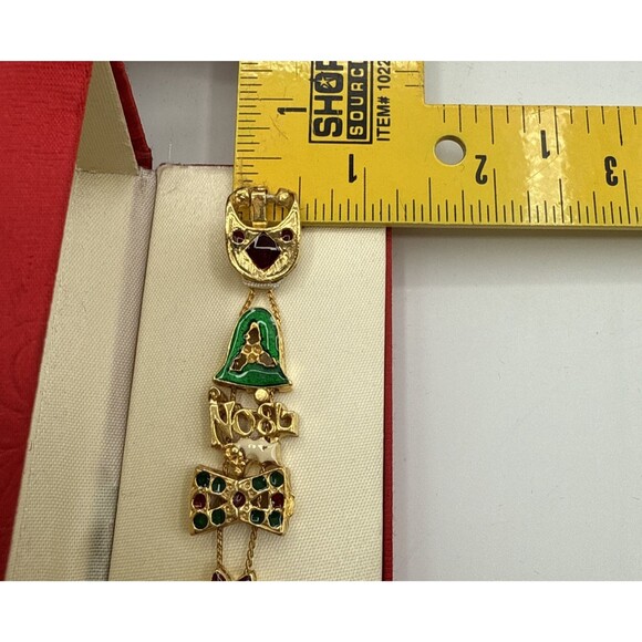 Tacoa Christmas Charm Bracelet 7.5" Gold Tone Boxed Holiday Jewelry Gift - Picture 13 of 15
